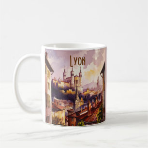 Lyon Frankreich Reise Vintage Aquarell Kirche Kaffeetasse