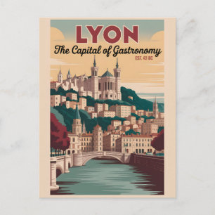 Lyon Frankreich Retro-Silhouette Stadtansicht Reis Postkarte