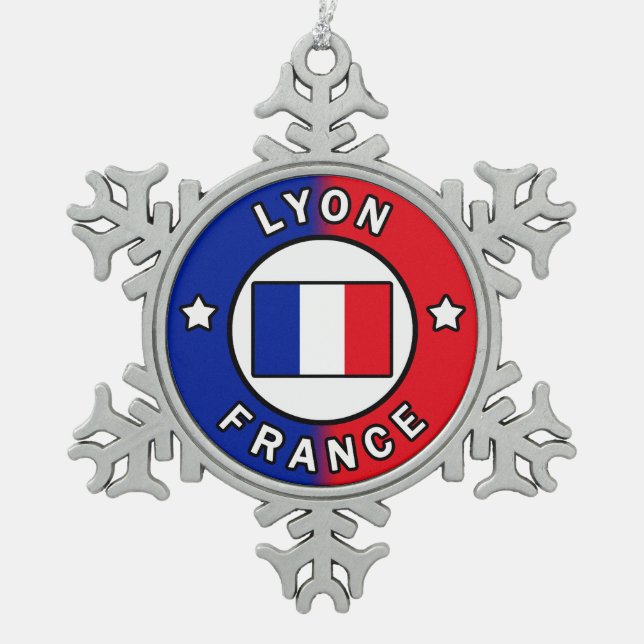 Lyon Frankreich Schneeflocken Zinn-Ornament (Vorderseite)