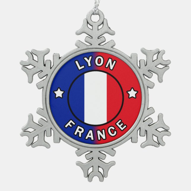 Lyon Frankreich Schneeflocken Zinn-Ornament (Vorderseite)