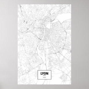 Lyon, Frankreich (Schwarzes auf Weiß) Poster