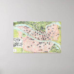 Lyon Monumental Map Garnier Freres Paris 1894 Leinwanddruck