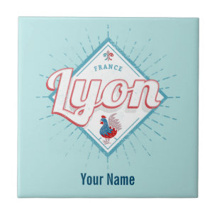 Lyon Stadt Frankreich Retro-Hahn Vintage-Souvenir Fliese