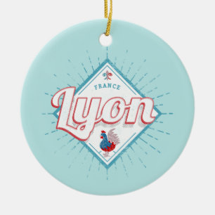 Lyon Stadt Frankreich Retro-Hahn Vintage-Souvenir Keramik Ornament