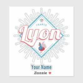 Lyon Stadt Frankreich Retro-Hahn Vintages Andenken Aufkleber