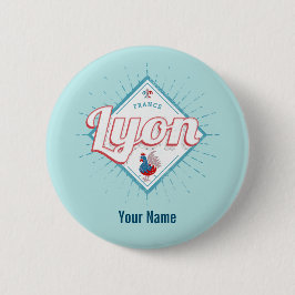Lyon Stadt Frankreich Retro-Hahn Vintages Andenken Button