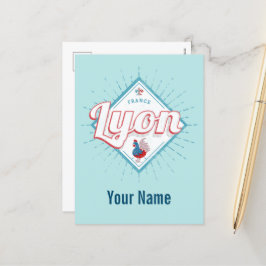 Lyon Stadt Frankreich Retro-Hahn Vintages Andenken Feiertagspostkarte