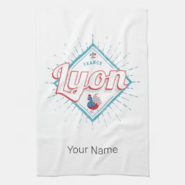 Lyon Stadt Frankreich Retro-Hahn Vintages Andenken Geschirrtuch