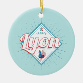Lyon Stadt Frankreich Retro-Hahn Vintages Andenken Keramik Ornament