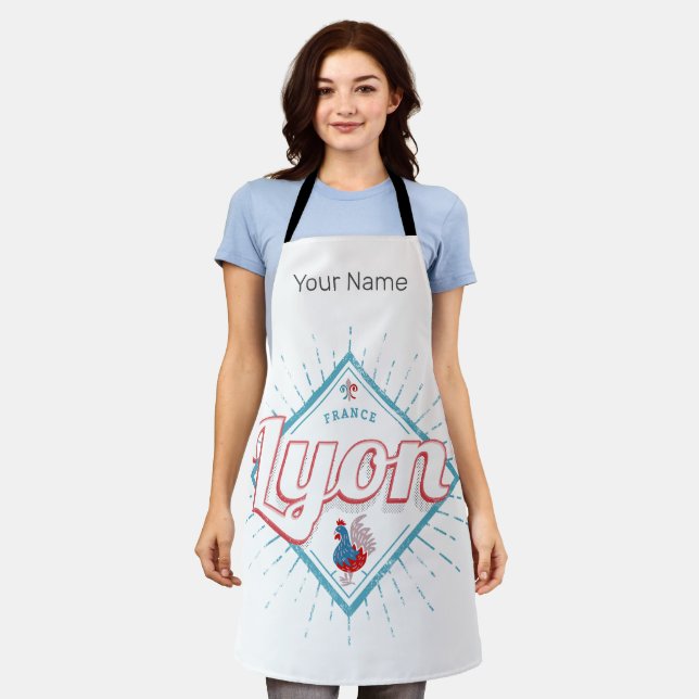 Lyon Stadt Frankreich Retro-Hahn Vintages Andenken Schürze (Getragen)