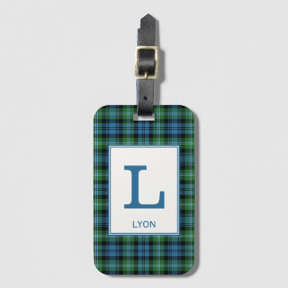 Lyon Tartan Bright Blue und Green Kariert Pattern Gepäckanhänger
