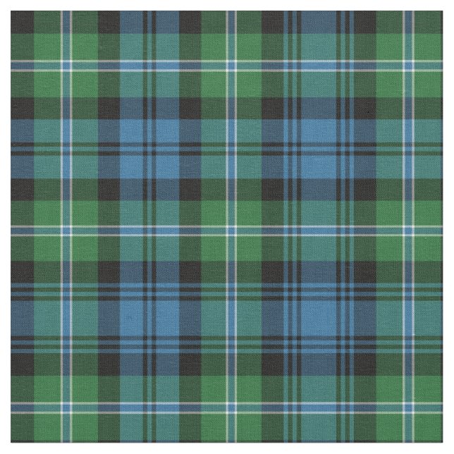 Lyon Tartan Muster Blau und Grün Irisch Kariert Stoff (Nahaufnahme)