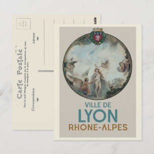 Lyon Vintage-Malerei Frankreich Postkarte