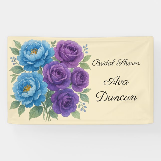 Lyons Blue Peony & Fig Lila Rose Brautparty Banner (Horizontal)