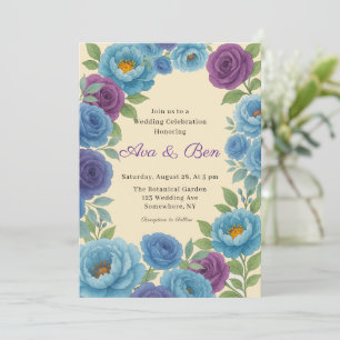 Lyons Blue Peony & Fig Lila Rose Hochzeit Einladung