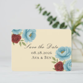 Lyons Blue Peony & Rote Rose Save the Date
