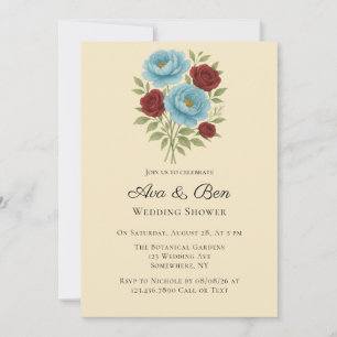 Lyons Blue Peony und Fig Lila Rose Hochzeit Einladung