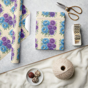 Lyons Blue Peony und Fig Lila Rose Hochzeit Geschenkpapier