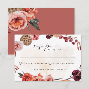 LYRA Bohemian Watercolor Herbst-Blumen-RSVP-Karte Einladung