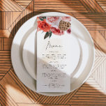 LYRA Bohemisch Fall Floral Dinner Menu Cards Menükarte<br><div class="desc">Dieses Dinner-Menü bietet bordeauxrote böhmische Fallfloralen und handgeschriebenen Script-Schriftart. Dieses Menü ist die perfekte Ergänzung zu Ihrem boho Herbstfest.</div>