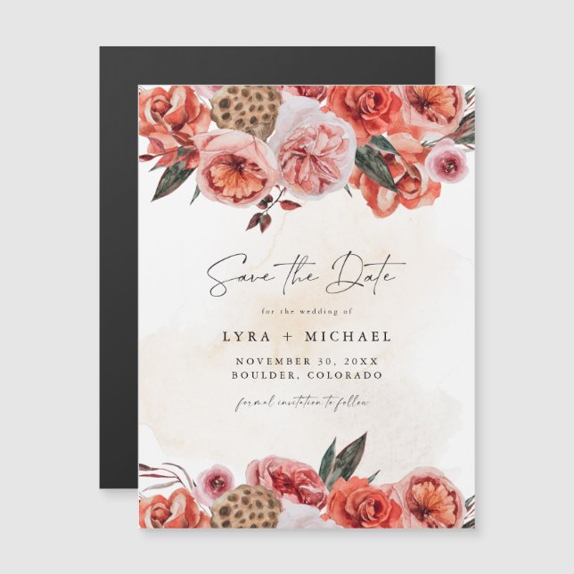 LYRA Bohemischer Fall Floral Speichern Sie das Dat Magnetkarte (Vorne/Hinten)