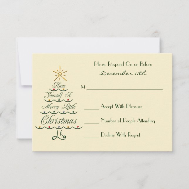 Lyrical Christmas Tree RSVP Card Karte (Vorderseite)
