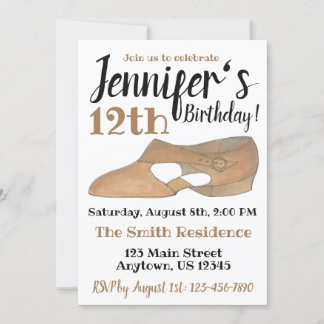 Lyrical Modern Dance Shoe Birthday Party Erwägung Einladung
