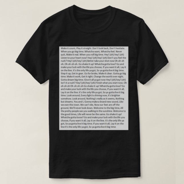 Lyrics to Big Time Rush   T-Shirt (Design vorne)