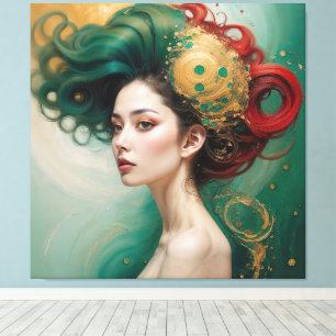 "Lyrielle" - Die Grün-Gold-Kaiserin Leinwanddruck