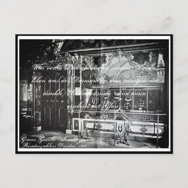 Lyrik Gedicht Juwelenzimmer Dresden Grünes Gewölbe Postkarte (Vorderseite)