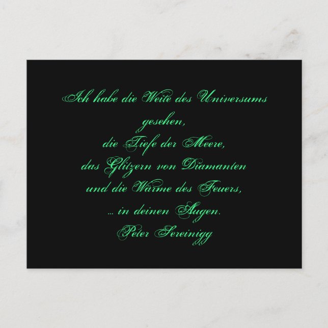 Lyrik Gedicht Liebe – Love poem – Peter Sereinigg Postkarte (Vorderseite)
