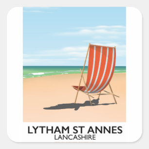 Lytham St Annes Lancashire-Seeblickplakat Quadratischer Aufkleber
