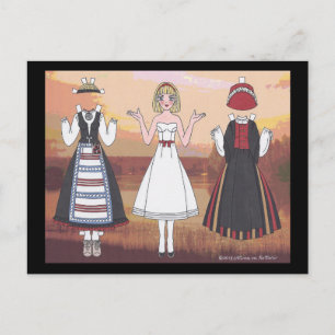 Lyyli of Finland Paper Doll Postcard Postkarte