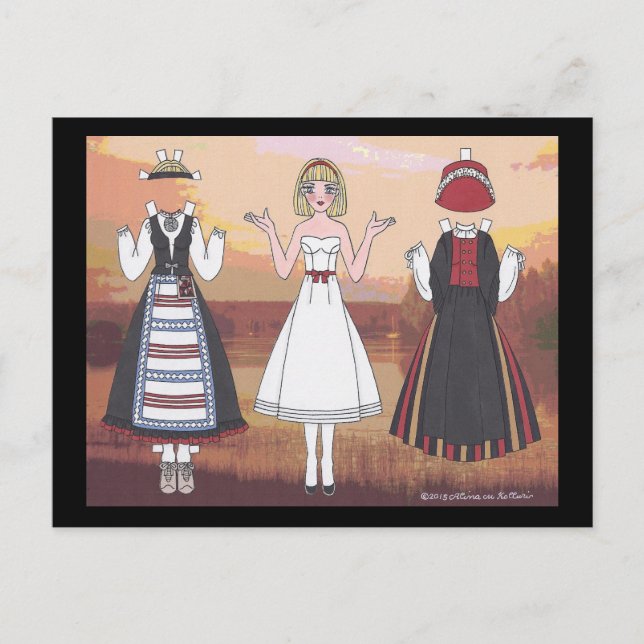 Lyyli of Finland Paper Doll Postcard Postkarte (Vorderseite)