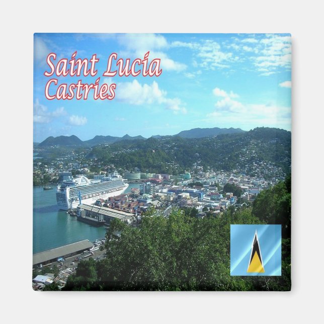 LZ007 CASTRIES, Saint Lucia, Amerika, Kühlschrank Magnet (Vorne)