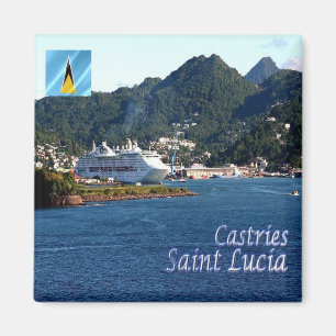 LZ010 CASTRIES, Panorama, Saint Lucia, Kühlschrank Magnet