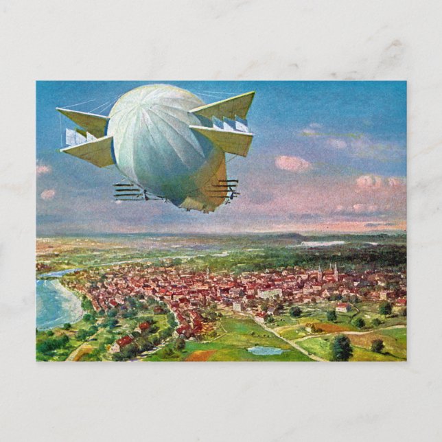 LZ3 Zeppelin Vintage Postkarte 1908 wiederhergeste (Vorderseite)