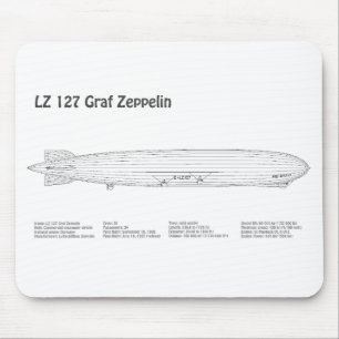 LZ 127 Graf Zeppelin - Airship Blueprint Plans BD Mousepad