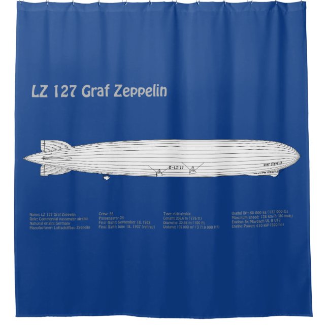 LZ 127 Graf Zeppelin - Luftschiff Blueprint Plans  Duschvorhang (Vorderseite)