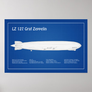 LZ 127 Graf Zeppelin - Luftschiff Blueprint Plans  Poster
