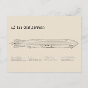 LZ 127 Graf Zeppelin - Luftschiff Blueprint Plans  Postkarte