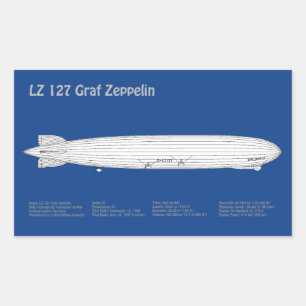 LZ 127 Graf Zeppelin - Luftschiff Blueprint Plans  Rechteckiger Aufkleber