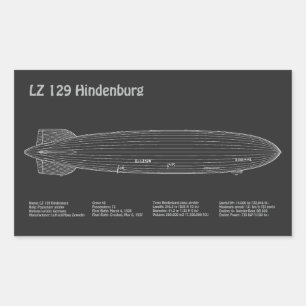 LZ 129 Hindenburg - Flugplan PD Rechteckiger Aufkleber