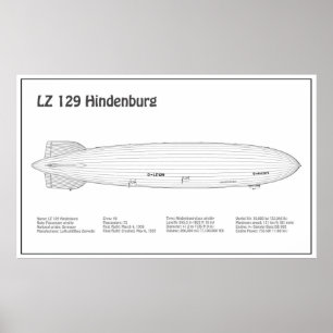 LZ 129 Hindenburg - Luftschiff Blueprint Plans BD Poster