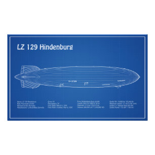 LZ 129 Hindenburg - Luftschifffahrtspläne AD Fotodruck