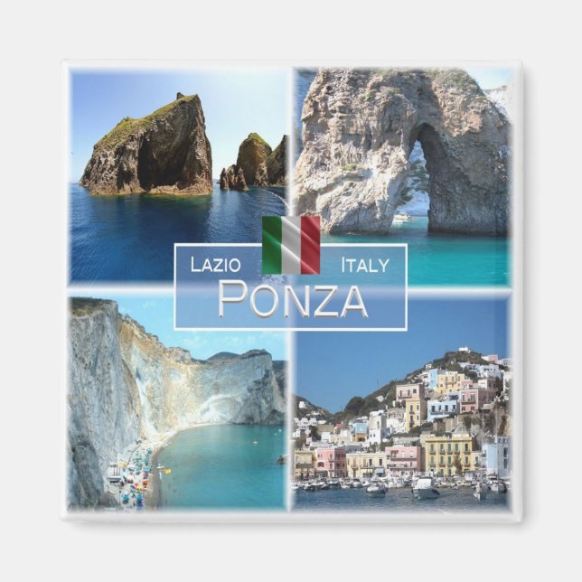 LZO019 PONZA, Mosaik, Latium, Italien, Kühlschrank Magnet (Vorne)