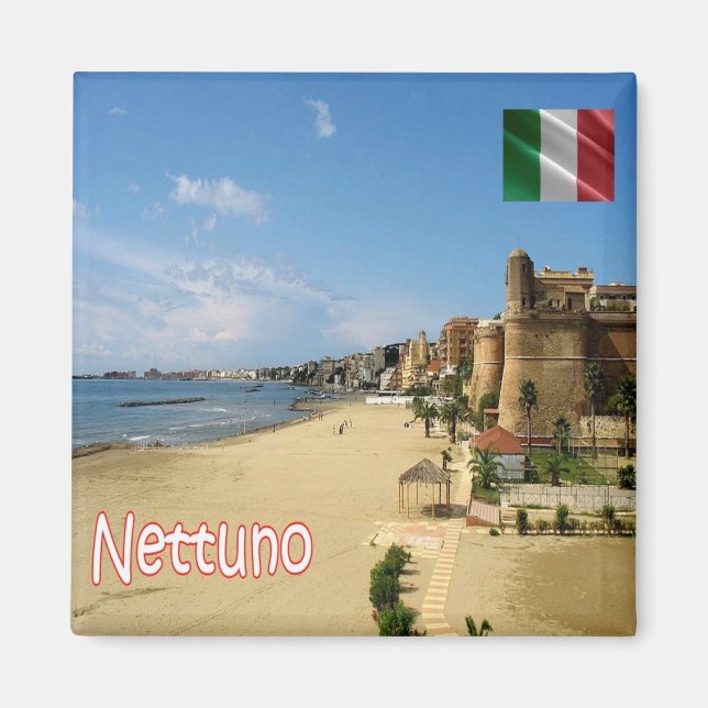 LZO027 NETTUNO Coast, Latium, Italien, Kühlschrank Magnet (Vorne)