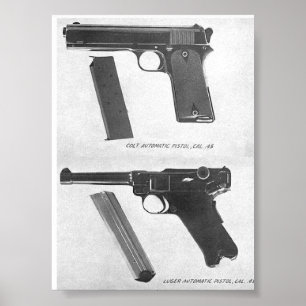 m1911 vs. Luger P08 Pistole Poster