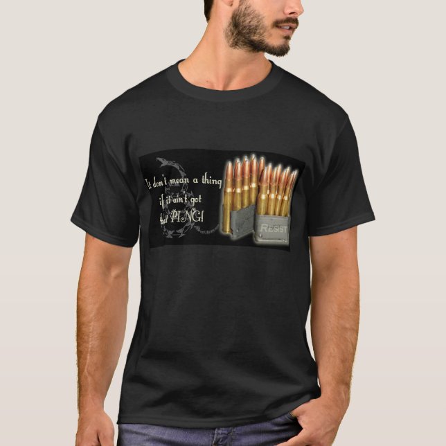 M1 Garand Klingeln-Schwarzes T-Shirt (Vorderseite)