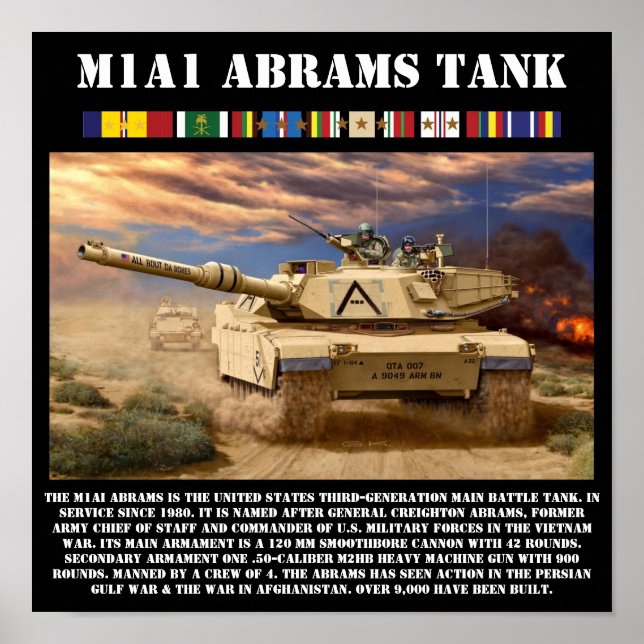 M1A1 Abrams Battle Tank Print Poster (Vorne)